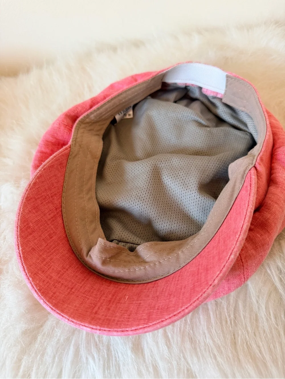 Coral 100% Linen Baker Boy Cap - M